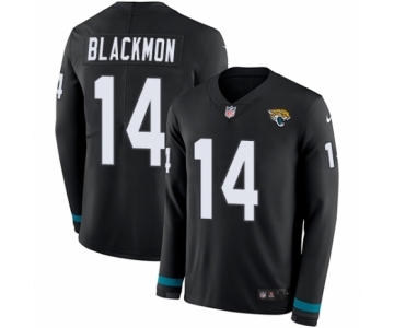 Youth Nike Jacksonville Jaguars #14 Justin Blackmon Limited Black Therma Long Sleeve NFL Jersey