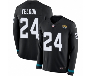 Youth Nike Jacksonville Jaguars #24 T.J. Yeldon Limited Black Therma Long Sleeve NFL Jersey