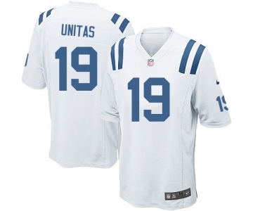 Men's Indianapolis Colts #19 Johnny Unitas Game White Football Jersey