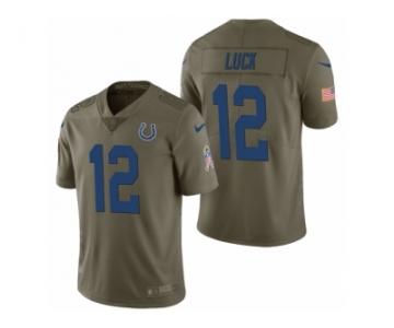 Men Nike Indianapolis Colts #12 Andrew Luck Olive 2017 Salute to Service Limited Jerseys