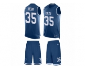 Men Nike Indianapolis Colts #35 Pierre Desir Limited Royal Blue Tank Top Suit NFL Jersey