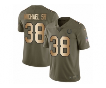Men Nike Indianapolis Colts #38 Christine Michael Sr Limited Olive Gold 2017 Salute to Service NFL Jersey