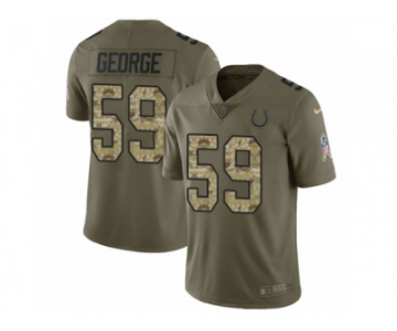 Men Nike Indianapolis Colts #59 Jeremiah George Limited Olive Camo 2017 Salute to Service NFL Jersey