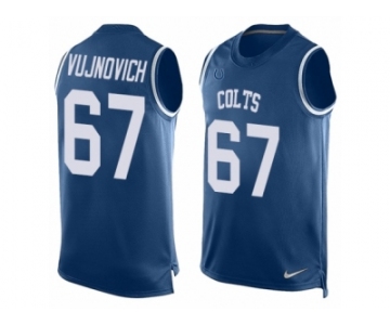 Men Nike Indianapolis Colts #67 Jeremy Vujnovich Limited Royal Blue Player Name & Number Tank Top NFL Jersey