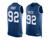 Men Nike Indianapolis Colts #92 Margus Hunt Limited Royal Blue Player Name & Number Tank Top NFL Jersey