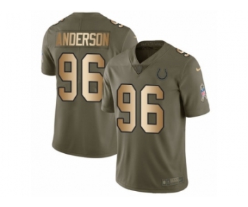 Men Nike Indianapolis Colts #96 Henry Anderson Limited Olive Gold 2017 Salute to Service NFL Jersey