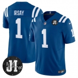 Men's Indianapolis Colts #1 Jim Irsay Blue 2025 F.U.S.E. Jim Irsay Patch Vapor Limited Football Stitched Jersey