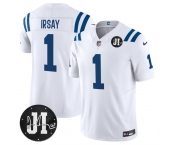 Men's Indianapolis Colts #1 Jim Irsay White 2025 F.U.S.E. Jim Irsay Patch Vapor Limited Football Stitched Jersey Men's Indianapolis Colts #1 Jim Irsay White 2025 F.U.S.E. Jim Irsay Patch Vapor Limited Football Stitched Jersey