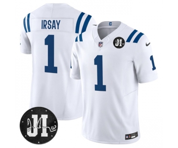 Men's Indianapolis Colts #1 Jim Irsay White 2025 F.U.S.E. Jim Irsay Patch Vapor Limited Football Stitched Jersey
