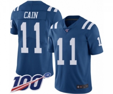 Men's Indianapolis Colts #11 Deon Cain Limited Royal Blue Rush Vapor Untouchable 100th Season Football Jersey