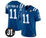 Men's Indianapolis Colts #11 Michael Pittman Jr. Blue 2025 F.U.S.E. Jim Irsay Patch Vapor Limited Football Stitched Jersey Men's Indianapolis Colts #11 Michael Pittman Jr. Blue 2025 F.U.S.E. Jim Irsay Patch Vapor Limited Football Stitched Jersey