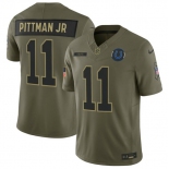 Men's Indianapolis Colts #11 Michael Pittman Jr. Olive 2025 Salute to Service Limited Football Stitched Jersey