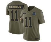 Men's Indianapolis Colts #11 Michael Pittman Jr. Olive 2025 Salute to Service Limited Football Stitched Jersey Men's Indianapolis Colts #11 Michael Pittman Jr. Olive 2025 Salute to Service Limited Football Stitched Jersey