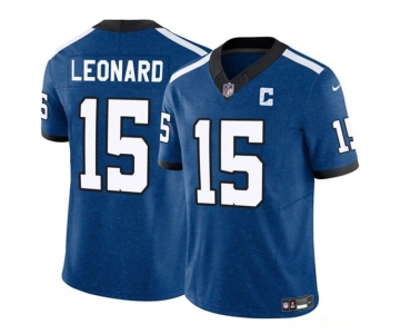 Men's Indianapolis Colts #15 Riley Leonard Blue 2025 F.U.S.E. Throwback Vapor Limited Football Stitched Jersey