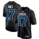 Men's Indianapolis Colts #17 Daniel Jones Black Stitched Game Jersey