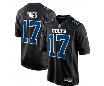 Men's Indianapolis Colts #17 Daniel Jones Black Stitched Game Jersey