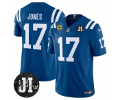 Men's Indianapolis Colts #17 Daniel Jones Blue 2025 F.U.S.E. With 4-Star C Patch And Jim Irsay Patch Vapor Limited Football Stitched Jersey Men's Indianapolis Colts #17 Daniel Jones Blue 2025 F.U.S.E. With 4-Star C Patch And Jim Irsay Patch Vapor Limited Football Stitched Jersey