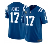 Men's Indianapolis Colts #17 Daniel Jones Blue 2025 F.U.S.E. With 4-Star C Patch Vapor Limited Football Stitched Jersey