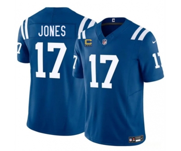 Men's Indianapolis Colts #17 Daniel Jones Blue 2025 F.U.S.E. With 4-Star C Patch Vapor Limited Football Stitched Jersey