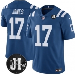 Men's Indianapolis Colts #17 Daniel Jones Blue Jim Irsay Patch Vapor Limited Football Stitched Jersey Men's Indianapolis Colts #17 Daniel Jones Blue Jim Irsay Patch Vapor Limited Football Stitched Jersey
