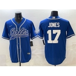 Men's Indianapolis Colts #17 Daniel Jones Royal Cool Base Stitched Baseball Jersey Men's Indianapolis Colts #17 Daniel Jones Royal Cool Base Stitched Baseball Jersey