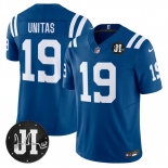 Men's Indianapolis Colts #19 Johnny Unitas Blue 2025 F.U.S.E. Jim Irsay Patch Vapor Limited Football Stitched Jersey Men's Indianapolis Colts #19 Johnny Unitas Blue 2025 F.U.S.E. Jim Irsay Patch Vapor Limited Football Stitched Jersey
