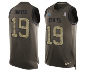 Men's Indianapolis Colts #19 Johnny Unitas Limited Green Salute to Service Tank Top Football Jersey