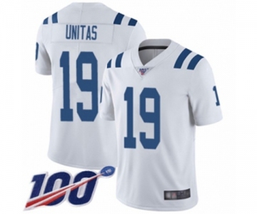 Men's Indianapolis Colts #19 Johnny Unitas White Vapor Untouchable Limited Player 100th Season Football Jersey