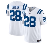 Men's Indianapolis Colts #28 Jonathan Taylor White 2026 F.U.S.E. With 4-Star C Patch Limited Football Stitched Jersey Men's Indianapolis Colts #28 Jonathan Taylor White 2026 F.U.S.E. With 4-Star C Patch Limited Football Stitched Jersey