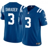 Men's Indianapolis Colts #3 Spencer Shrader Blue 2025 F.U.S.E. Vapor Limited Football Stitched Jersey Men's Indianapolis Colts #3 Spencer Shrader Blue 2025 F.U.S.E. Vapor Limited Football Stitched Jersey