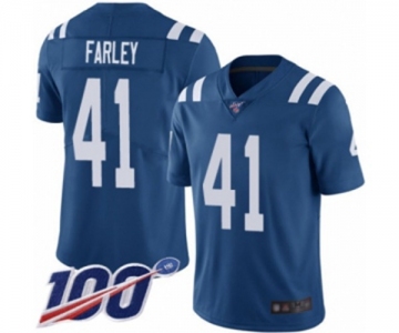 Men's Indianapolis Colts #41 Matthias Farley Royal Blue Team Color Vapor Untouchable Limited Player 100th Season Football Jersey
