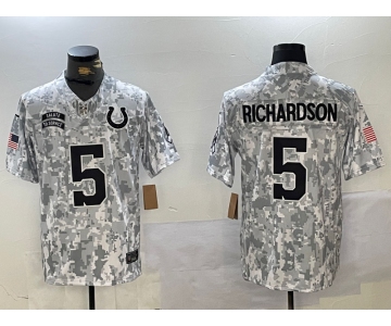 Men's Indianapolis Colts #5 Anthony Richardson 2024 Arctic Camo Salute To Service Limited Stitched Football Jersey