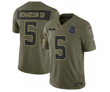 Men's Indianapolis Colts #5 Anthony Richardson Sr. Olive 2025 Salute to Service Limited Football Stitched Jersey