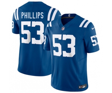 Men's Indianapolis Colts #53 Jacob Phillips Blue 2025 F.U.S.E. Vapor Limited Football Stitched Jersey