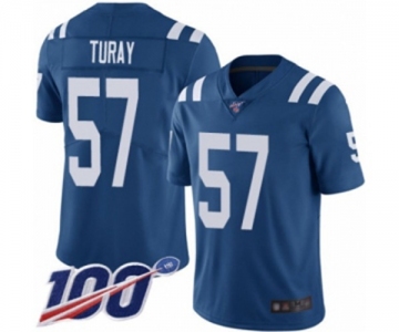 Men's Indianapolis Colts #57 Kemoko Turay Royal Blue Team Color Vapor Untouchable Limited Player 100th Season Football Jersey