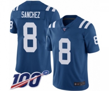 Men's Indianapolis Colts #8 Rigoberto Sanchez Royal Blue Team Color Vapor Untouchable Limited Player 100th Season Football Jersey