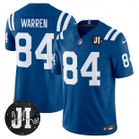 Men's Indianapolis Colts #84 Tyler Warren Blue 2025 F.U.S.E. Jim Irsay Patch Vapor Limited Football Stitched Jersey Men's Indianapolis Colts #84 Tyler Warren Blue 2025 F.U.S.E. Jim Irsay Patch Vapor Limited Football Stitched Jersey