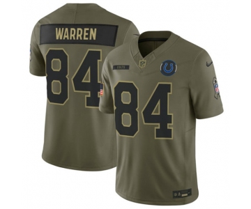 Men's Indianapolis Colts #84 Tyler Warren Olive 2025 Salute to Service Limited Football Stitched Jersey