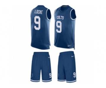 Men's Nike Indianapolis Colts #9 Jeff Locke Limited Royal Blue Tank Top Suit NFL Jersey