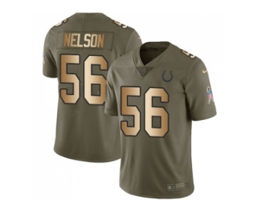 Nike Indianapolis Colts #56 Quenton Nelson Olive Gold Men Stitched NFL Limited 2017 Salute to Service Jersey