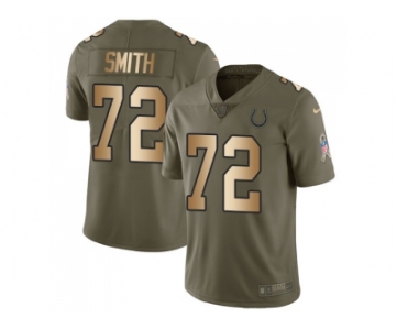 Nike Indianapolis Colts #72 Braden Smith Olive Gold Men Stitched NFL Limited 2017 Salute to Service Jersey