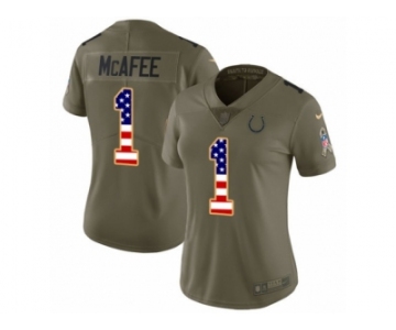 Women Nike Indianapolis Colts #1 Pat McAfee Limited Olive USA Flag 2017 Salute to Service NFL Jersey