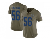 Women Nike Indianapolis Colts #56 Quenton Nelson Olive Stitched NFL Limited 2017 Salute to Service Jersey