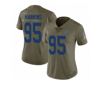Women Nike Indianapolis Colts #95 Johnathan Hankins Limited Olive 2017 Salute to Service NFL Jersey