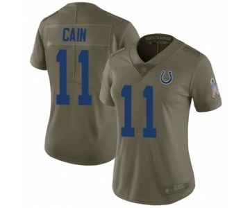 Women's Indianapolis Colts #11 Deon Cain Limited Olive 2017 Salute to Service Football Jersey