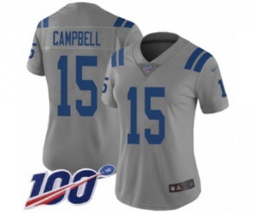 Women's Indianapolis Colts #15 Parris Campbell Limited Gray Inverted Legend 100th Season Football Jersey