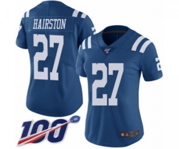 Women's Indianapolis Colts #27 Nate Hairston Limited Royal Blue Rush Vapor Untouchable 100th Season Football Jersey