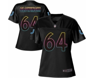 Women's Indianapolis Colts #64 Mark Glowinski Game Black Fashion Football Jersey