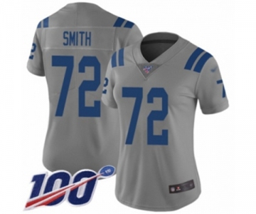 Women's Indianapolis Colts #72 Braden Smith Limited Gray Inverted Legend 100th Season Football Jersey