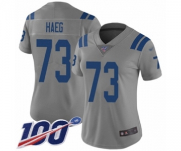 Women's Indianapolis Colts #73 Joe Haeg Limited Gray Inverted Legend 100th Season Football Jersey